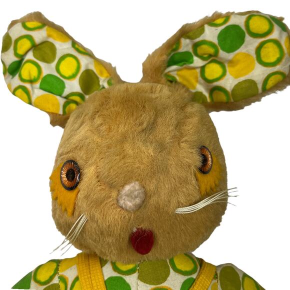 Vintage 60s 70s Gund Plush Rabbit 15" MOD Hippie Polka Dot print Retro Plushie - Picture 2 of 6